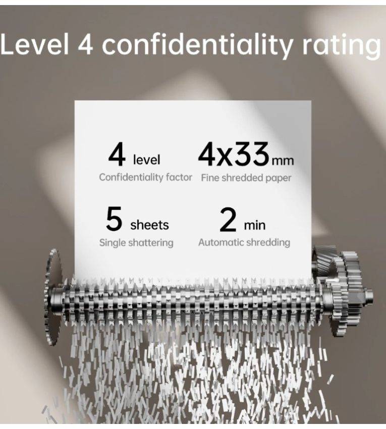 Destructeur de documents A4 DELI ET014 – 5 Feuilles, 10 Litres, Coupe croisée 3 mm